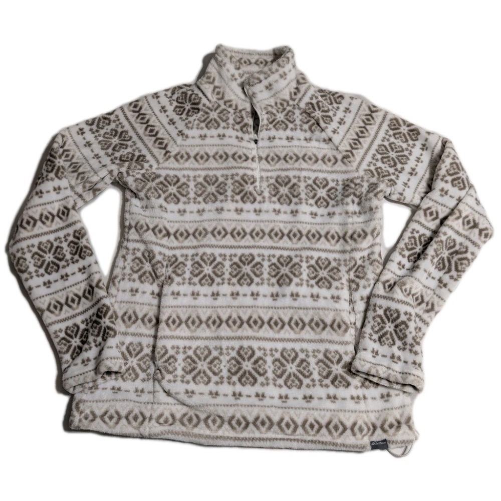 Eddie Bauer Women's Snowfall Print Fleece Pullover Half Zip M